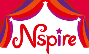 Logo van Nspire Kindertoneel: een circustent met het woord Nspire